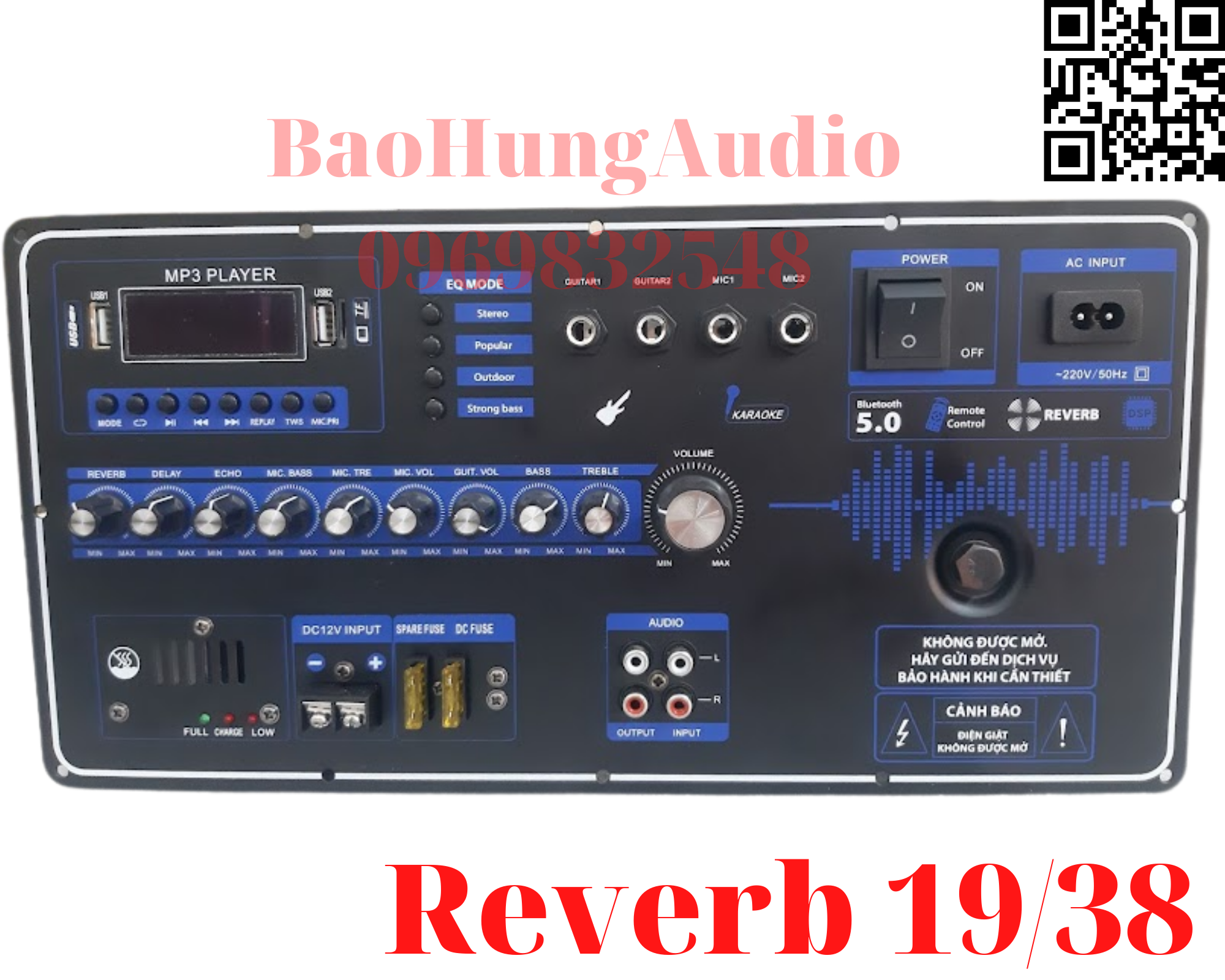 Bo mạch loa kéo reverb nguồn xuyến 19/38 chuyên lắp cho loa kẹo kéo công suất mạnh mẽ hàng nhập chất lượng tốt.